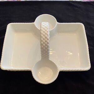 Elegant White Ceramic Serving Tray with Handle